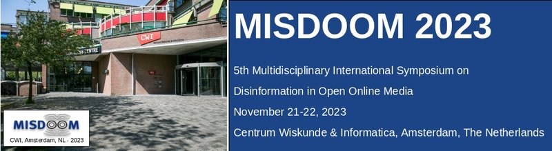 MISDOOM – The 5th Symposium on Multidisciplinary International Symposium on Disinformation in Open Online Media