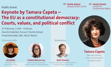 Keynote by Tamara Ćapeta – The EU as a constitutional democracy: Courts, values, and political conflict