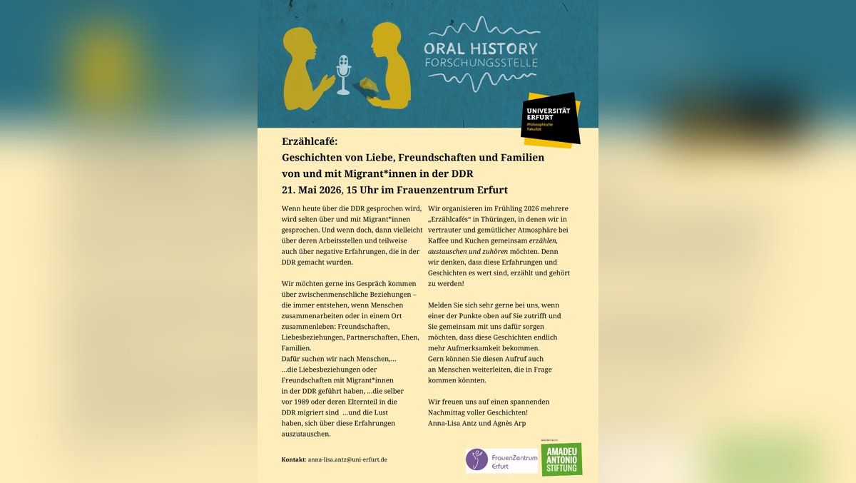 Erzählcafé: Geschichten von Liebe, Freundschaften und Familien von und mit Migrant*innen in der DDR