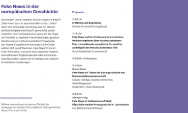 Tag der Europäischen Kulturgeschichte 2026: Fake News in der europäischen Geschichte